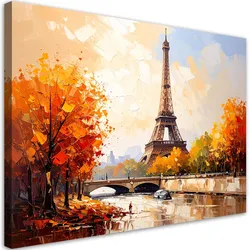 LEINWANDBILD Eiffelturm Paris Landschaft wie gemalt 120x80cm