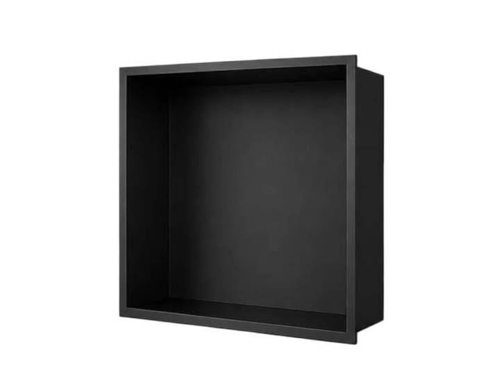 QAUUCP Einbauregal Wandnische Duschnische aus Edelstahl 12 x 4 Zoll, eingelassenes Wandregal, keine Fliesen erforderlich, Aufbewahrung im Badezimmer(Matte Black)