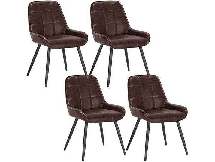 WOLTU Chaises de Salle à Manger Lot de 4 Chaises Relaxantes en SimiliCuir Ergonomiques avec Dossier Marron foncé BH332dbr-4