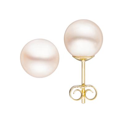 Paar Ohrstecker JOBO, gold (gelbgold 333), Ohrringe, Damen, 8,5mm, Gelbgold 333 Perlen, Gelbgold 333, Perlen, 333 Gold mit Süßwasser-Zuchtperlen 8,5 mm