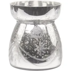 Chic Antique Rokoko Vase mit Schliff, H14/D12 cm, antik silber