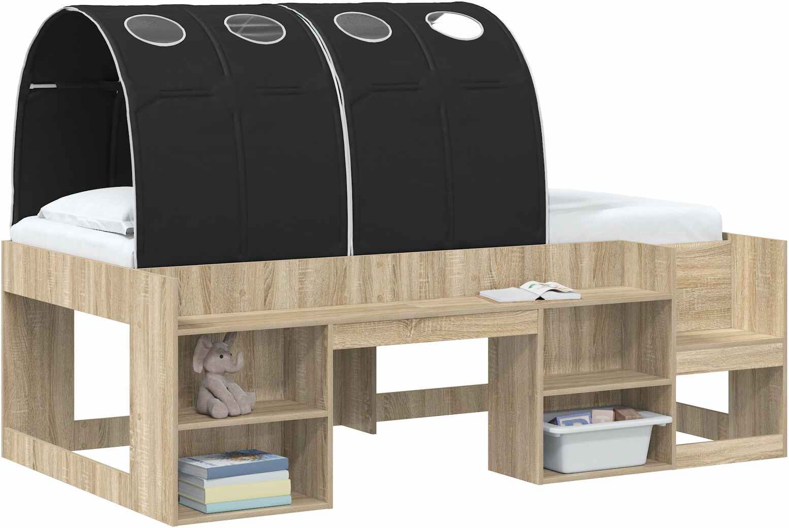 vidaXL Tunnel de lit 2 pc Noir Polyester