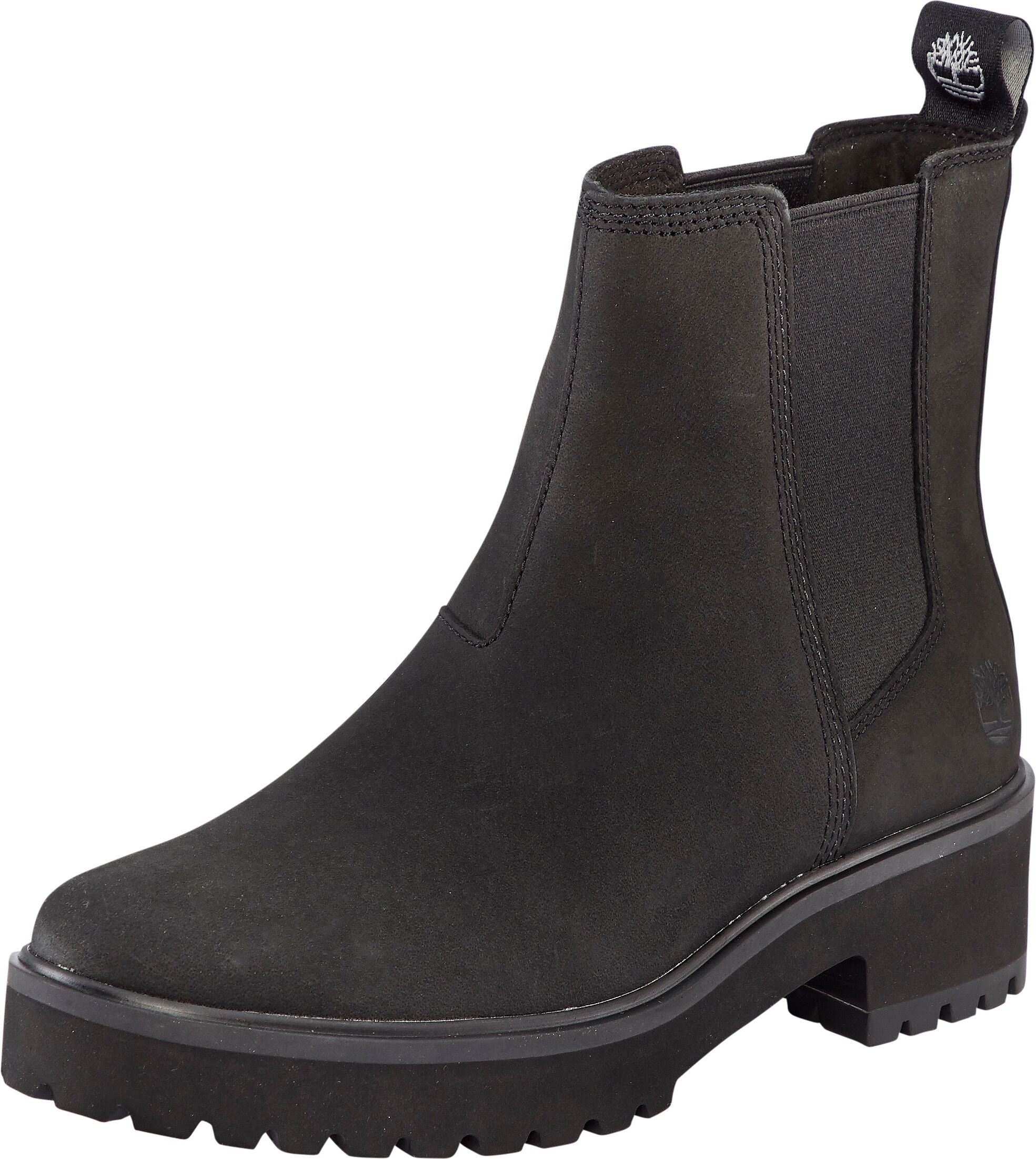 Schnürboots TIMBERLAND "CARNABY COOL MID CHELSEA BOOT", Damen, Gr. 40, Polyester, schwarz (jet schwarz), Leder, Schuhe Schnürboots, Stiefelette, Winterschuhe, Ankle Boots jet schwarz 40, Polyester