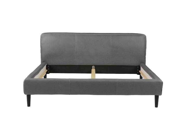Bett Bly grau Leder 140 x 200 cm