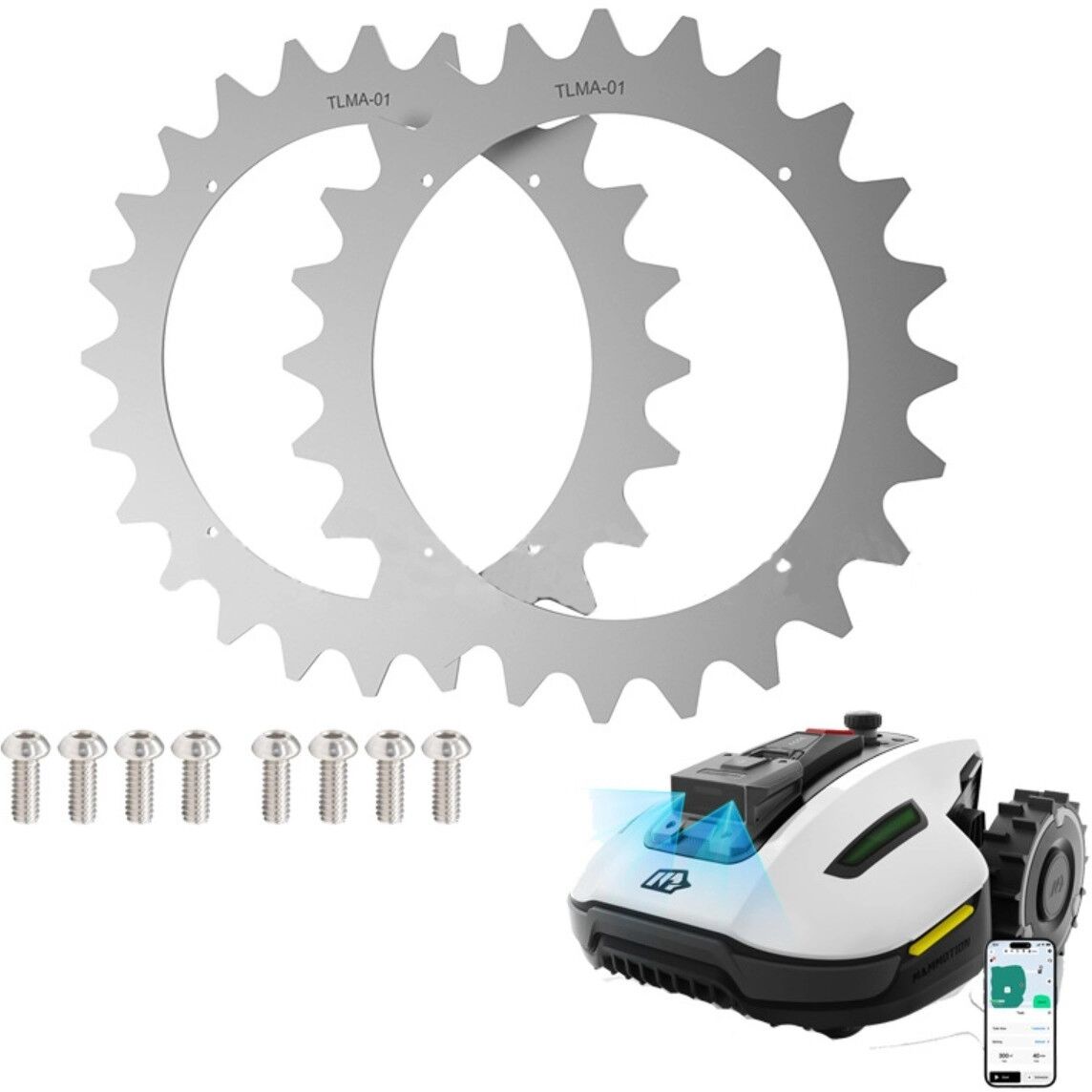 INF Anti-Rutsch-Stollen für Mähroboter, kaltgewalzter Stahl, silber – kompatibel mit Mammotion Yuka 1500 und 2000 (2er Pack)