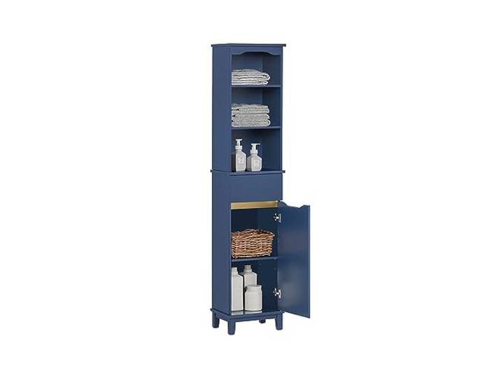 SoBuy Badezimmerschrank mit offenen Regalen, Tür und Schublade 35x30x170cm