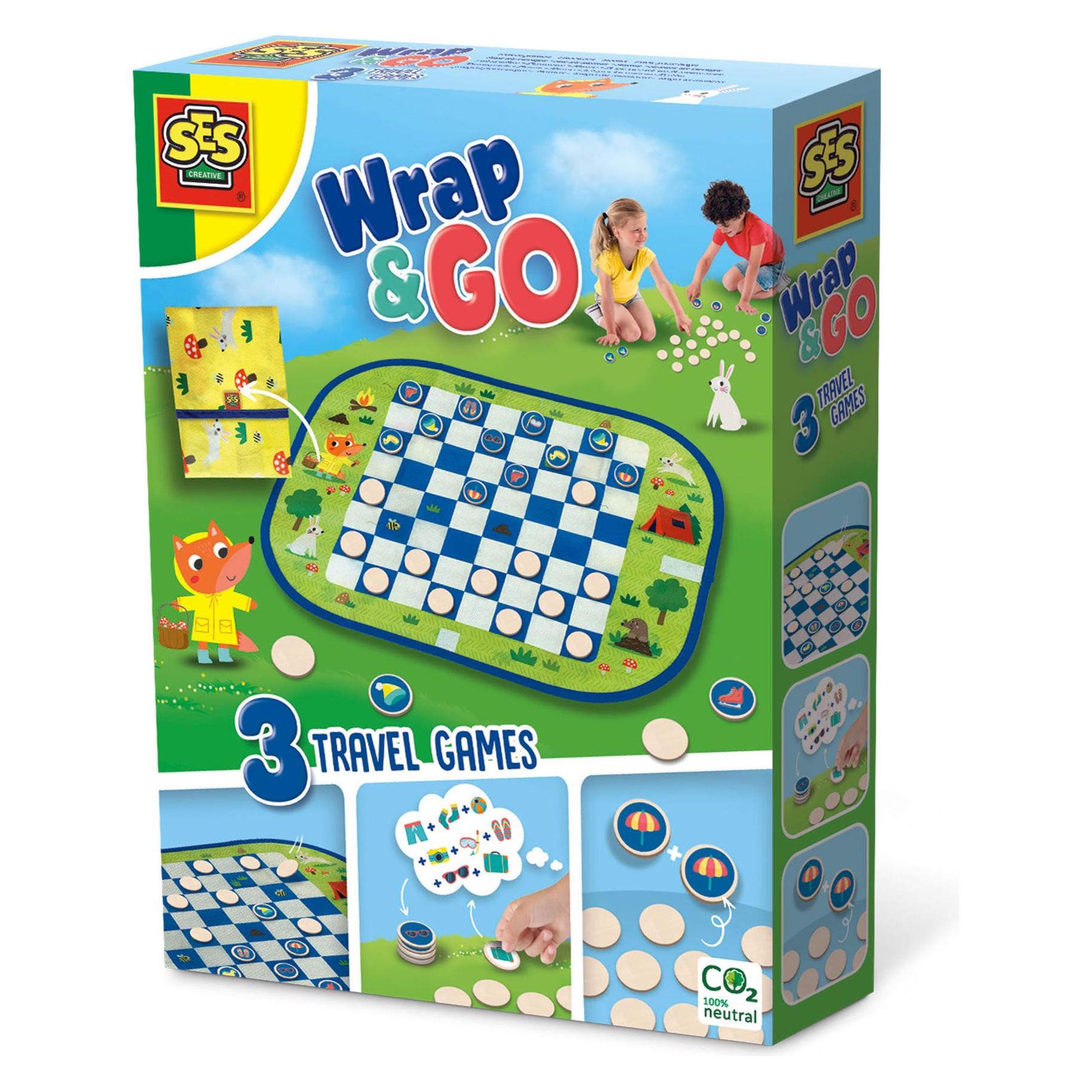 Ses Wrap and Go Reisespiele, 3in1 (Deutsch, Englisch, Französisch, 2 Spieler) (02237)