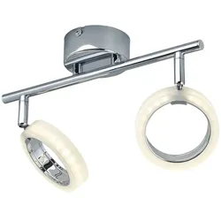 KHG LED-Deckenstrahler  2-flammig  Acrylringe   , silber , Maße (cm): B: 30 H: 9,5 T: 11.0