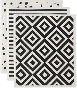 DII Black & White Swedish Dishcloth, 3 Piece