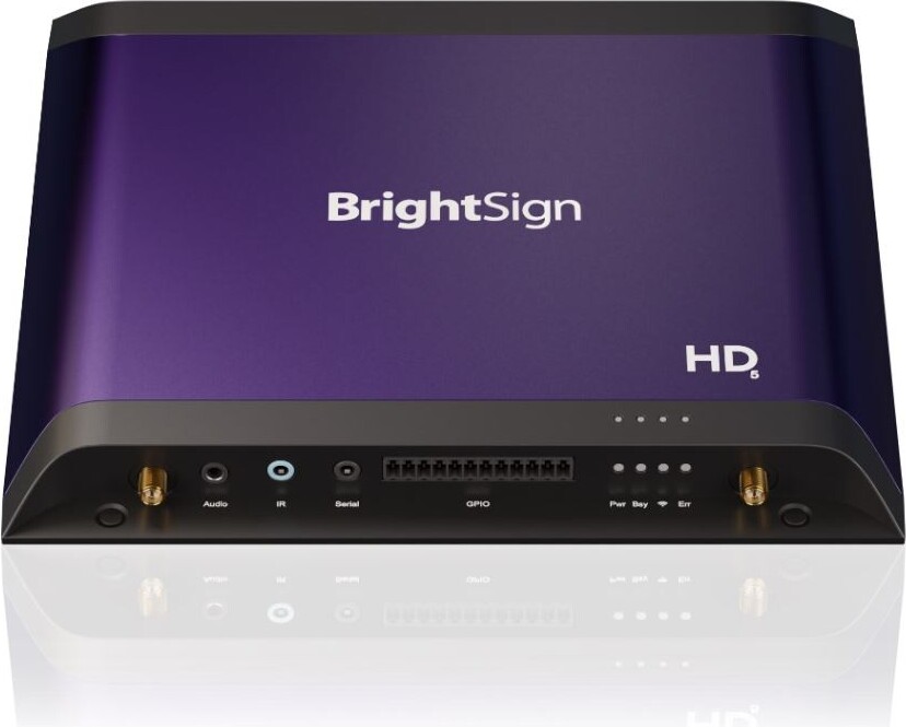 BrightSign HD1025, Schwarz, Violett, M2TS, MKV, MOV, MP4, TS, VOB, BMP, JPEG, PNG, H.264, H.265, AAC, MP2, MP3, WAV, 4K Ultra HD