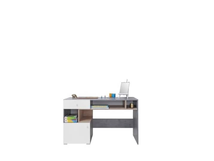Möbel-Direkt Schreibtisch Sally Jugendzimmer, 125x76x55cm Beton, Weiß, Eiche
