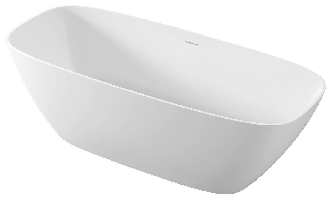 MEDINA Freistehende Badewanne 165x70cm, Gußstein, weiß matt