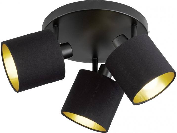 Trio Leuchten - Plafonnier moderne I Plafonnier I Lampe I Lampe à 3 flammes noir avec or I Intérieur en laiton - Tomas I Salon I Chambre à coucher - Métal Rond - Convient pour LED E14