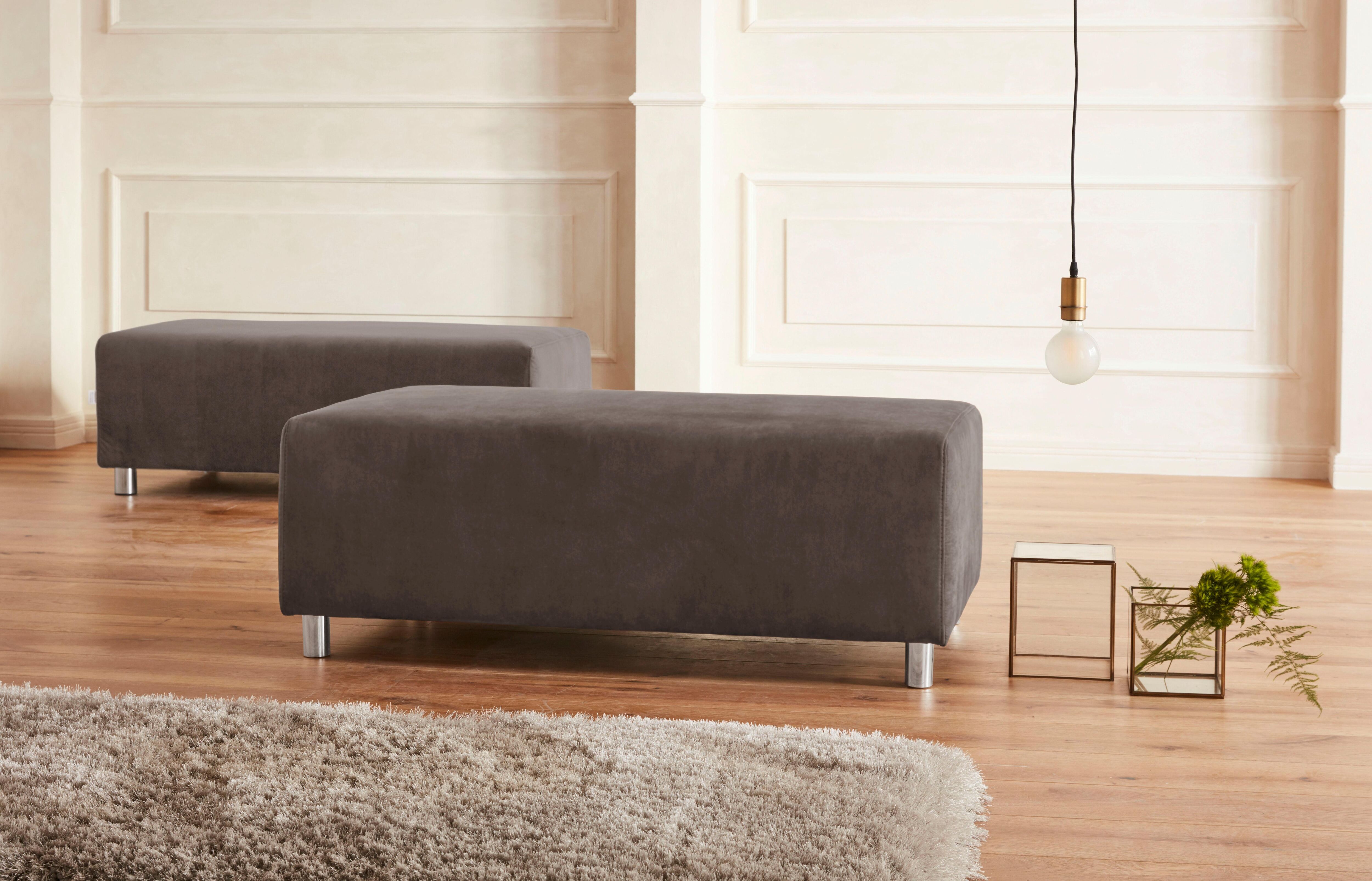 Polsterhocker HOME AFFAIRE "Györ", braun, B:122cm H:48cm T:68cm, Microfaser (100% Polyester);Luxus-Microfaser Lederoptik (100% Polyester);Struktur (100% Polyester);Samtoptik (100% Polyester);Struktur weich (100% Polyester), Hocker, Polsterhocker, democrat