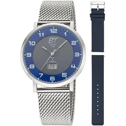 ETT Eco Tech Time EGS-11621-32MS Funk-Solar Herrenuhr Atacama Edelstahl mit 2 Bändern