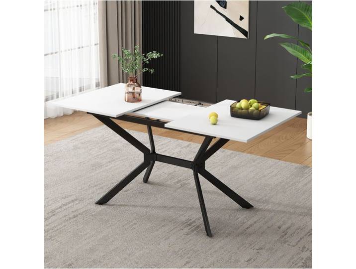 SENVIRO table a manger extensible design minimaliste rectangulaire 120x80 160x80cm blanc