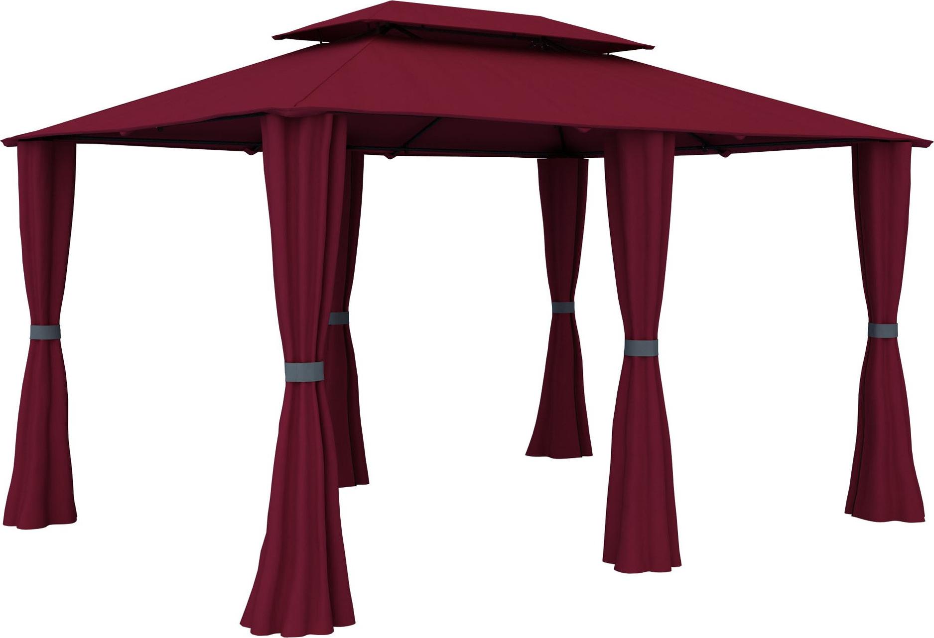 Gartenpavillon 4x3m mit Seitenwänden Comfort Pavillon Outdoor Bordeaux Jarolift