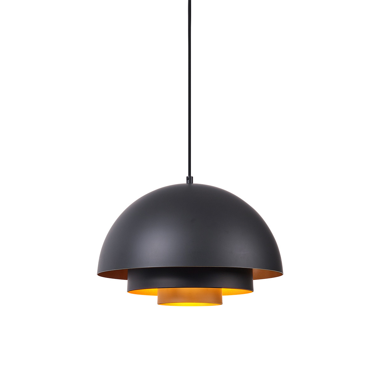 Moderne Qazqa hanglamp zwart met gouden binnenkant van metaal