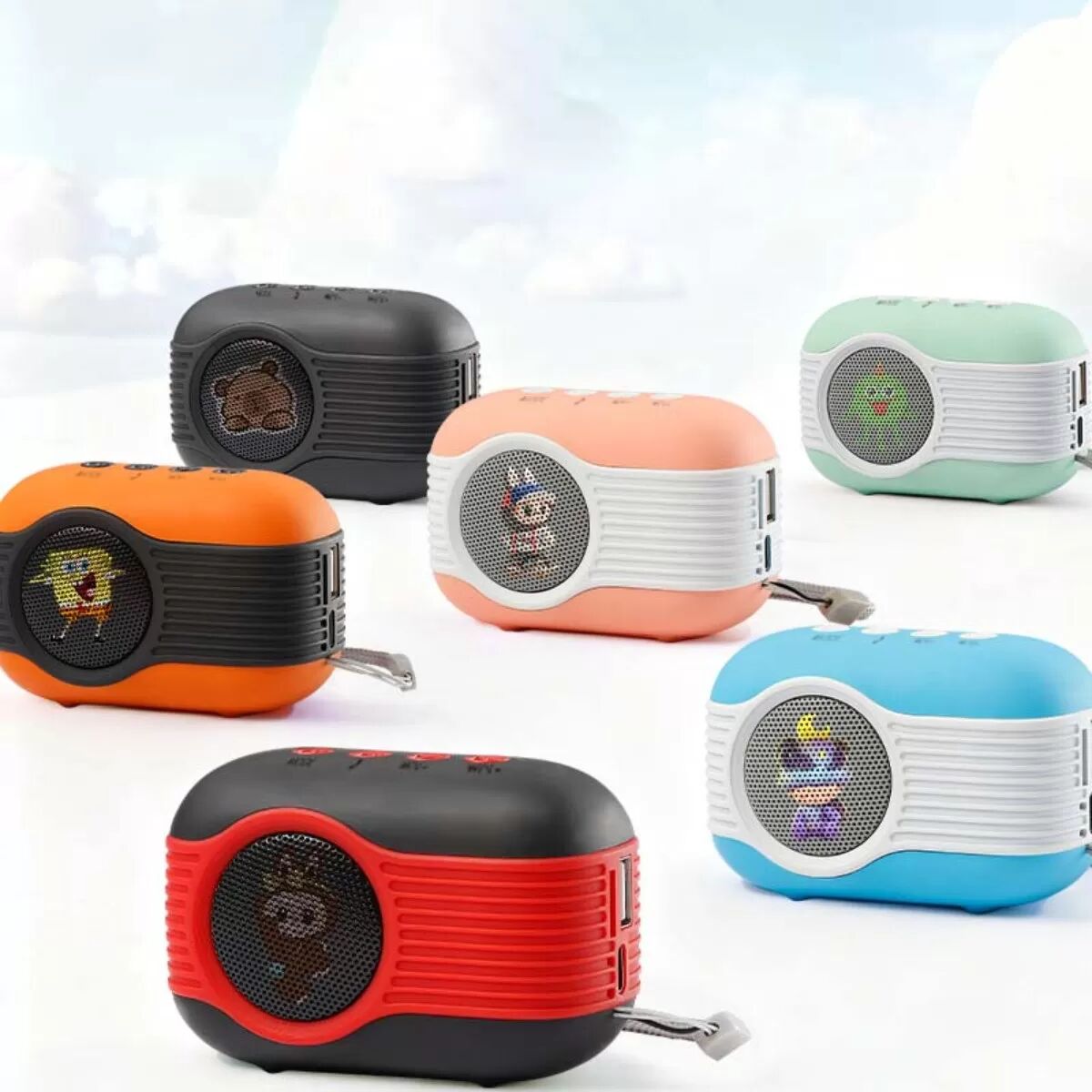 INF Mini enceinte Bluetooth Macaron - Enceinte sans fil portable avec radio FM et support TF/U Disk Vert