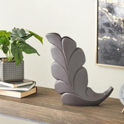 Arcilla Elemental - White or Black Ceramic Slanted Leaf Decorative Vase