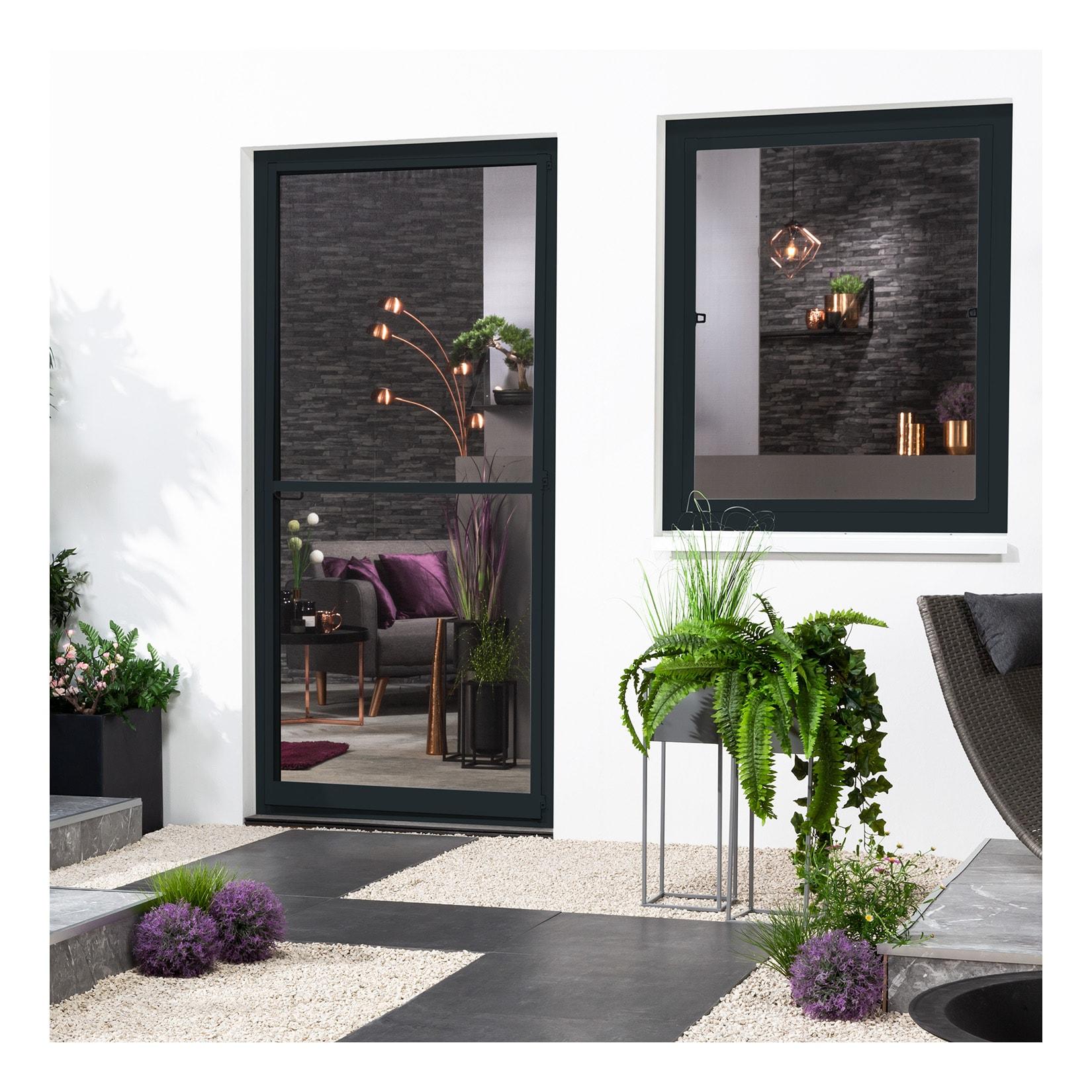 Insektenschutz-Fensterbausatz flächenbündig "COMPACT" 100x120 cm in Anthrazit