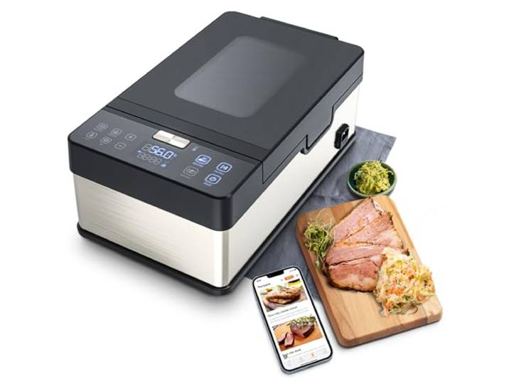 The Space Vakuum-Kochgerät ohne Beutel NSV100-Versiegeler, Sous-Vide-Garer und Marinade in einem mit App-Steuerung und integrierter Sonde Fassungsvermögen 3 l, 46,7 x 26,3 x 20,8 cm, 650 W