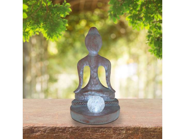 Solarleuchte Garten Buddha Glas Solarlampe Außen Außenleuchte Solar 33569
