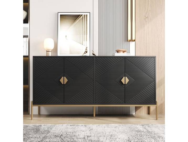 Buffets modernes - armoires de rangement -commode - adapté pour salon salle à manger entrée - 162x40x80cm - noir