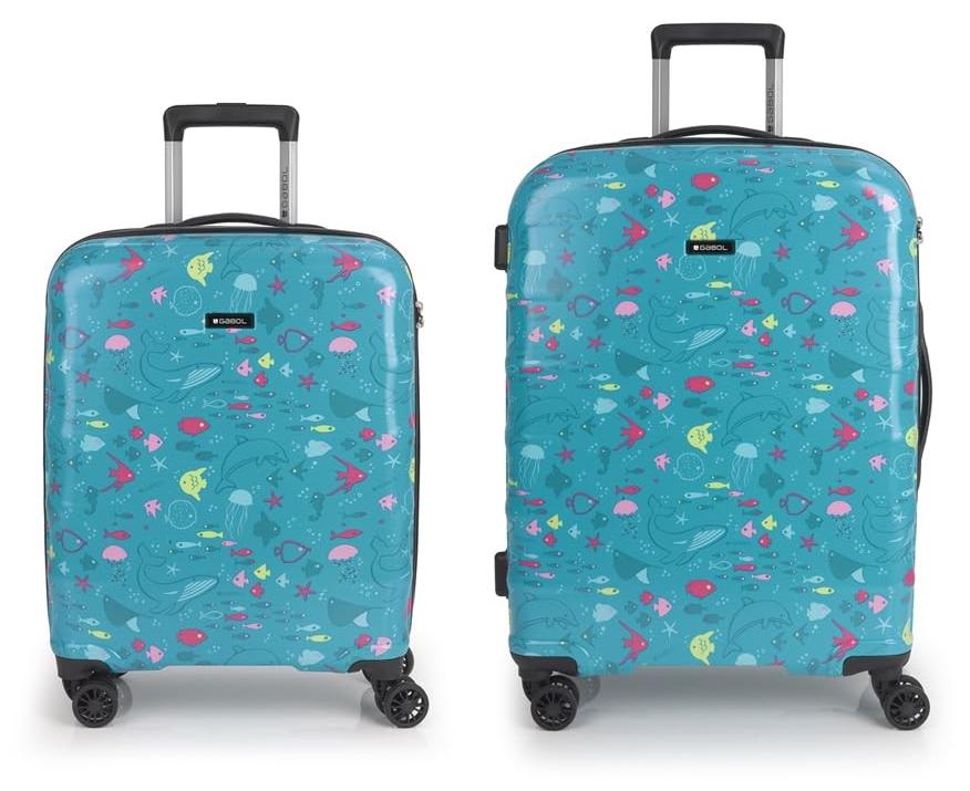 Kabinenkoffer-Set mit 4 Rollen und Türkis Design