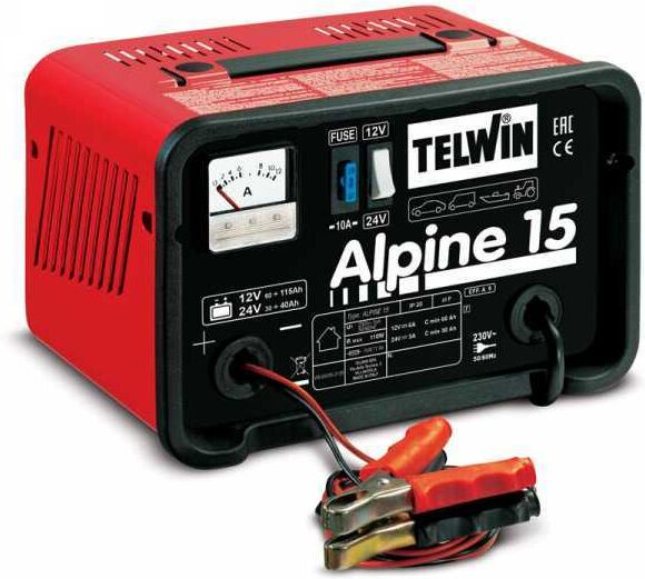 Telwin Alpine 15 - Chargeur de batterie - batteries humides d'une tension de 12/24V - monophasé