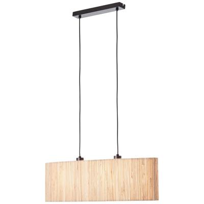 BRILLIANT Pendelleuchte "Wimea", schwarz (schwarz, natur), 2, H: 120cm, 1 Stk., Leuchten, 120 cm Höhe, E27, max. 52 W, Metall/Seegras, schwarz/braun, Pendelleuchte
