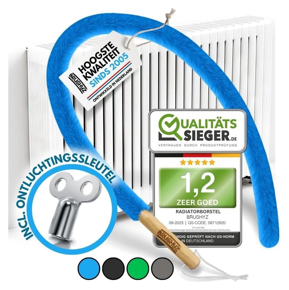 Radiatorborstel met wasbare hoes, 115 cm lang en flexibel