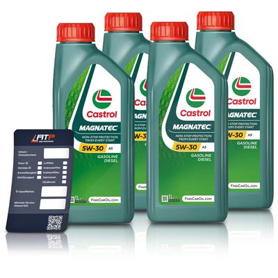 Castrol 4x 1 L Magnatec 5W-30 A5 + Ölwechsel-Anhänger [Hersteller-Nr. 15F903]