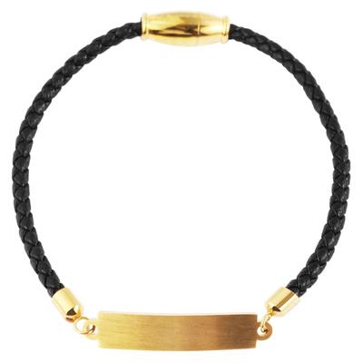 Armreif ADELIA´S "Armband – Armreif aus Leder 17 cm", gold (schwarz), Armbänder, Damen, 17cm, Leder, Armreif, Perfekt zum Verschenken an besondere Menschen