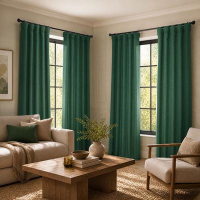 Exclusive Fabrics Textured Faux Linen Curtains Rod Pocket Single Panel (1 Panel)