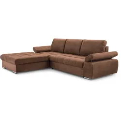 ECKSOFA SANDRO Orange Geflochtener Stoff mit Schlaffunktion