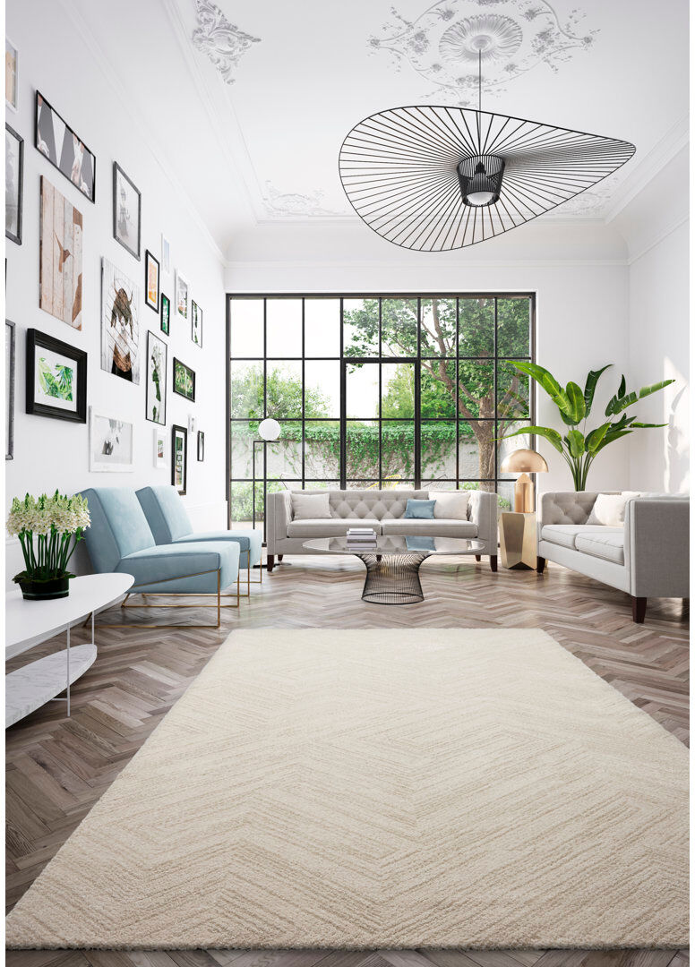 Latitude Run Holdren Rectangle Abstract Area Rug Cream Rectangle 160 x 230cm