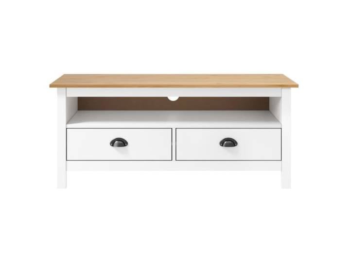 Meuble TV Hill Range Blanc 110x40x47 cm Bois de pin solide-AKO7375281920921
