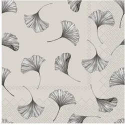 Chic Antique Serviette Gingko Blätter, L33/B33 cm, französisches grau