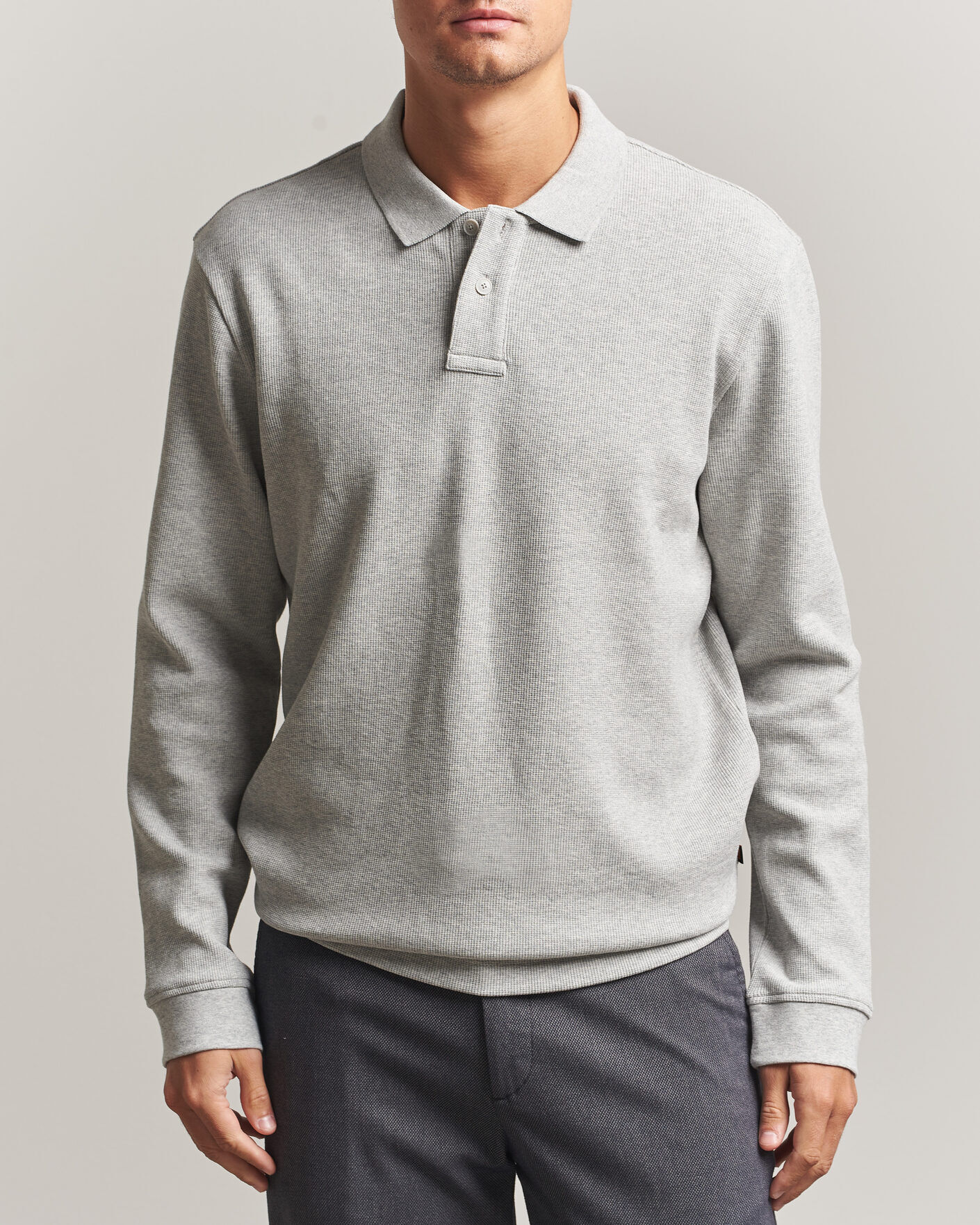 Boss ORANGE Petempesto Polo Sweater Open Grey men M Grå