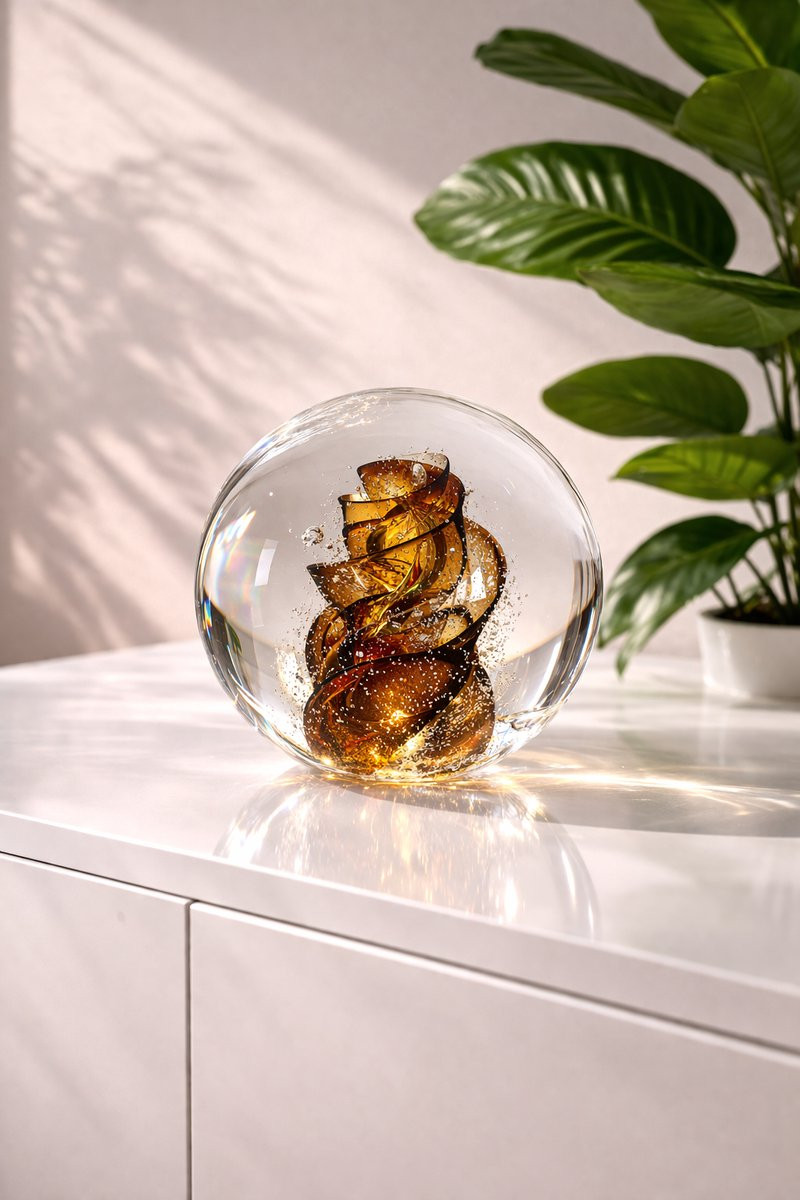 Kristalglas Leerdam Jubileumgeschenk Goud Gekleurde Spiraal - Goud