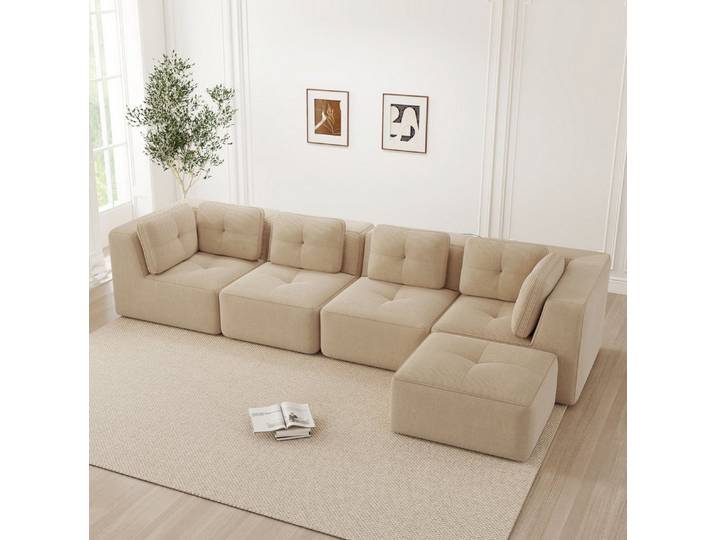 MODFU Loungesofa Rahmenloses Cord-Cloud-Sofa, mit 32D-Hochdichteschaum, tiefem Sitzkomfort und rutschfester Basis für modernen Wohnkomfort 1 Teile