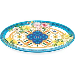 Flowers & Lemon Ovaler Teller 50 cm blau-gelb