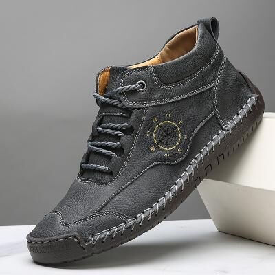 LightInthebox Men's Brown Faux Leather Lace-up Sneakers – Stylish and Versatile, Great for Work, Casual Wear and Outdoor Activities