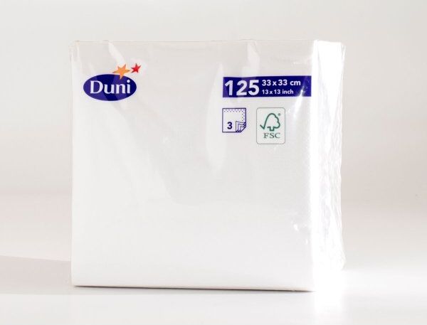 Duni Frokostserviet, 3-Lag, Hvid, 125 Stk.
