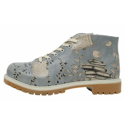 Stiefel DOGO "Shortcut Boots Birds Have Wings Damen Stiefeletten", Damen, Gr. 38, Normalschaft, blau, Lederimitat, Schuhe Stiefel, Handgefertigt