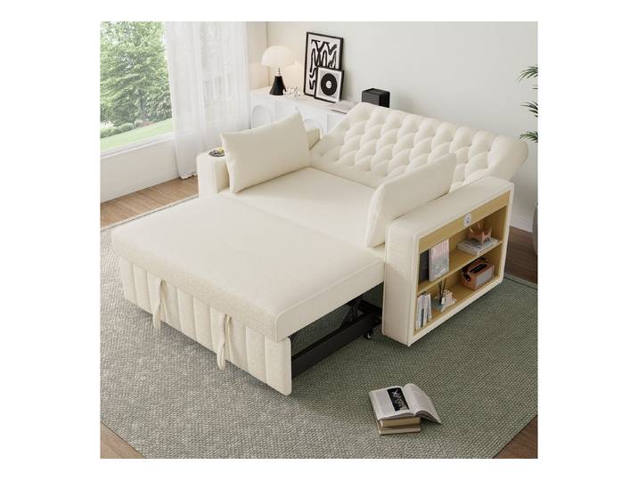 REDOM Schlafsofa 2-Sitzer Funktionssofa mit Rollfunktion, Polstersofa, Doppelschlafsofa, Schlafcouch 1 Teile, mit 3-stufig verstellbarer Rückenlehne (105°/140°/180)