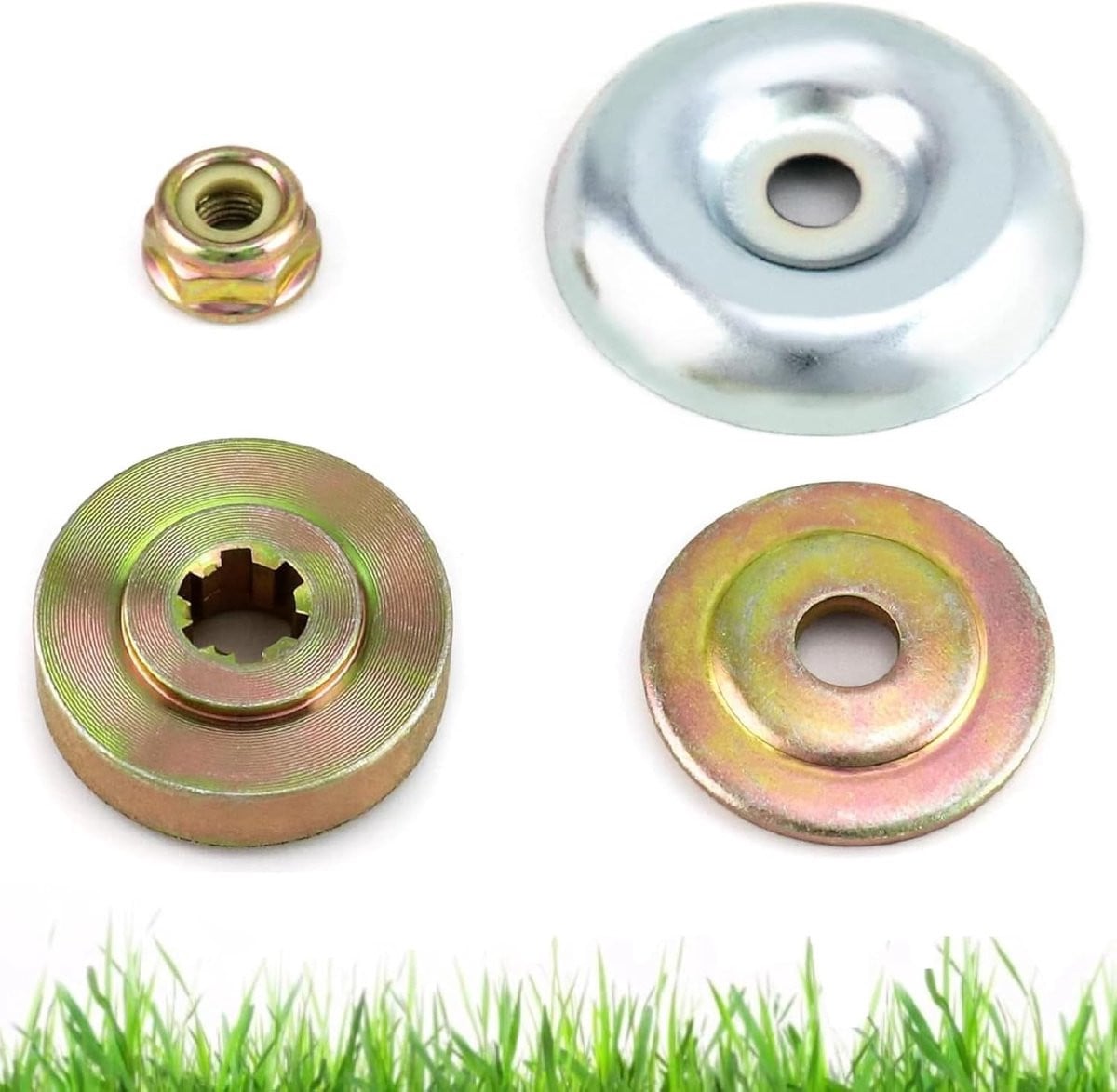 Set van 4 universele bevestigingssets voor bosmaaiers en onkruidverwijderaars, zilverkleurige metalen adapterset voor tuingereedschap