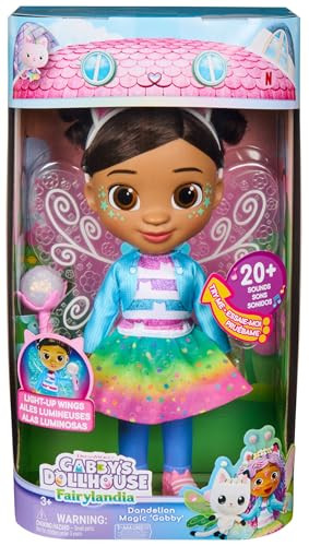 Gabby's Dollhouse Fairylandia Gabby pop met lichtgevende vleugels, 33 cm