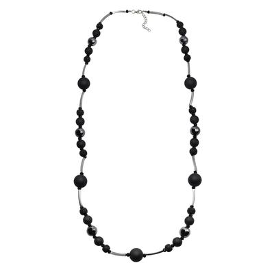 Collierkettchen STEUER "Metall glänzend Glasstein Schwarz", schwarz, Halsketten, Damen, 57,0cm, Metall, L: 57, glänzend